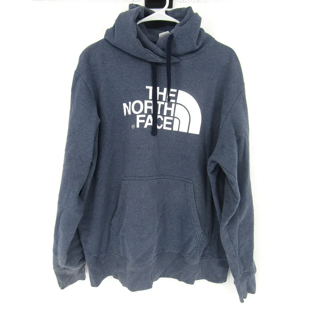 The North Face Hoodie Mens XL Blue Graphic Logo Pullover Sweatshirt Outdoor